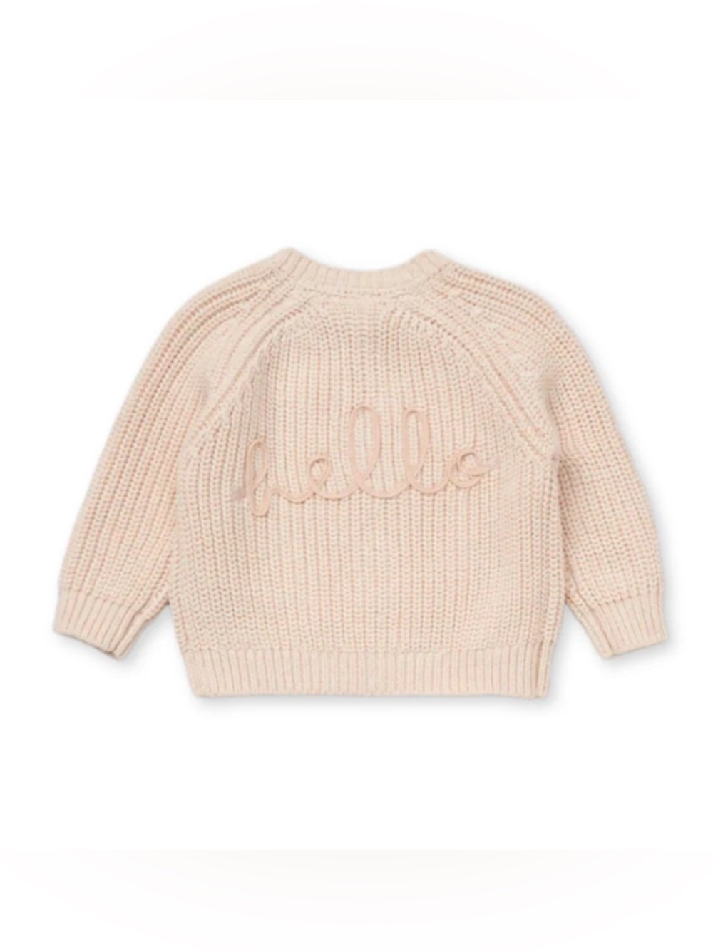 Rock a Bye Baby Girl “Hello” Embroidered Cream Knit Sweater Size 3-6M